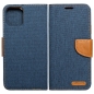 Preview: iPhone 12 13 mini Canvas Book Klapptasche textil in blau mit Magnetlasche hinten und vorne online kaufen bestellen