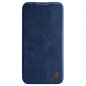 Preview: iPhone 13 Leder Buchtasche Nillkin Qin blau vorne Zubehör online kaufen bestellen