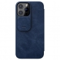 Preview: iPhone 13 Pro Leder Buchtasche Nillkin Qin blau hinten Zubehör online kaufen bestellen