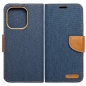 Preview: iPhone 16 Plus Canvas Book Klapptasche textil in blau mit Magnetlasche hinten und vorne online kaufen bestellen