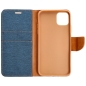 Preview: iPhone 14 Pro Canvas Book Klapptasche textil in blau mit Magnetlasche offen innen online kaufen bestellen