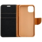 Preview: iPhone 12 mini Canvas Book Klapptasche textil in schwarz mit Magnetlasche offen innen online kaufen bestellen