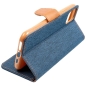 Preview: iPhone 13 Pro Max Canvas Book Klapptasche textil in blau mit Magnetlasche aufgestellt online kaufen bestellen