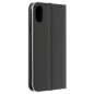 Preview: iPhone XR X XS Max LUNA Book in Carbon schwarz mit silbernem Rahmen hinten online kaufen bestellen