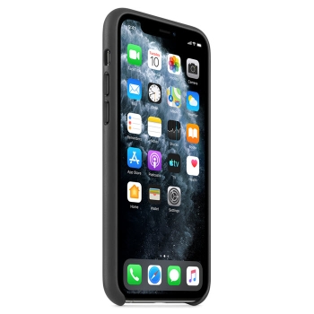 iPhone 11 Pro Max Lederhülle Case Black schwarz Apple Original MX0E2ZM/A vorne online kaufen bestellen