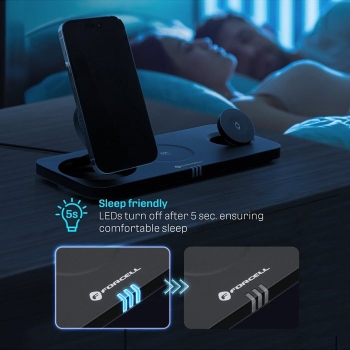 Apple Watch iPhone AirPods 3in1 Ladestation für MagSafe Qi2 kabellos wireless in der Nacht beim Bett Zubehör online kaufen