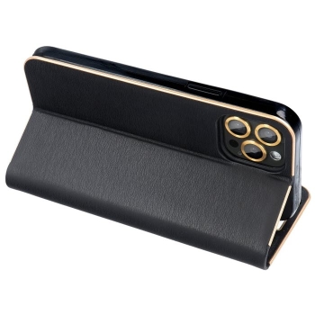 iPhone 11 pro Max LUNA Book Case in schwarz mit goldenem Rahmen details online kaufen bestellen