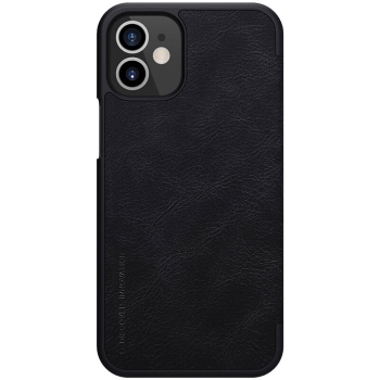 iPhone 13 mini Leder Buchtasche Nillkin Qin schwarz hinten Zubehör online kaufen bestellen