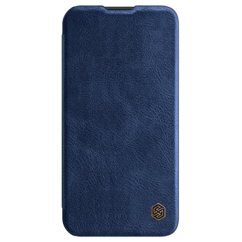 iPhone 13 Leder Buchtasche Nillkin Qin blau vorne Zubehör online kaufen bestellen