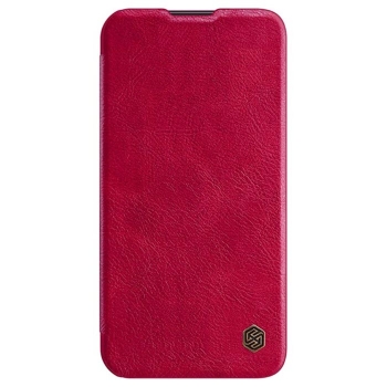 iPhone 13 Leder Buchtasche Nillkin Qin rot vorne Zubehör online kaufen bestellen