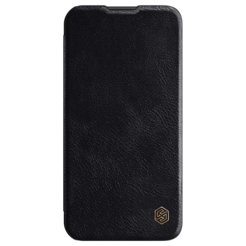 iPhone 13 mini Leder Buchtasche Nillkin Qin schwarz vorne Zubehör online kaufen bestellen