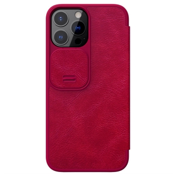 iPhone 13 Pro Leder Buchtasche Nillkin Qin rot hinten Zubehör online kaufen bestellen