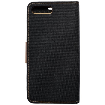 iPhone 6 6S 7 8 Plus Canvas Book Klapptasche textil in schwarz mit Magnetlasche hinten und vorne online kaufen bestellen