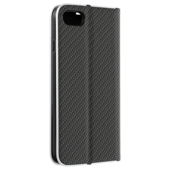 iPhone 7 8 SE 2020 2022 LUNA Book in Carbon schwarz mit silbernem Rahmen hinten online kaufen bestellen