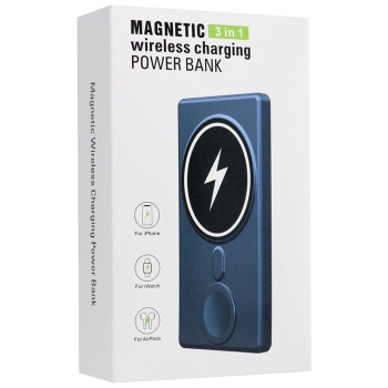 iPhone und Apple Watch Power Bank MagSafe Qi kabellos magnetisch blau Verpackung Zubehör online kaufen