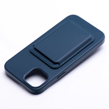 iPhone MagSafe Leather Card-Wallet Kredit Kartenhalter magnetisch blau am Cover Zubehör online kaufen bestellen