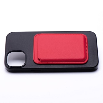 iPhone MagSafe Leather Card-Wallet Kredit Kartenhalter magnetisch rot am Cover Zubehör online kaufen bestellen