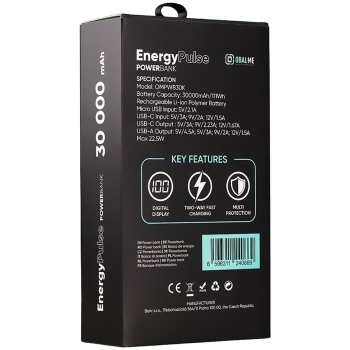 Fast Charge Powerbank OBAL:ME EnergyPulse QC PD Power Delivery 30000 mAh Verpackung hinten Online-Handyshop kaufen