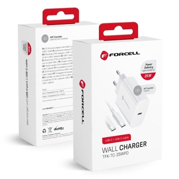 iPhone LadeSET Schnell Ladegerät mit USB-C Kabel PD QC Forcell F-ENERGY TFK-TC-25W Verpackung Zubehör online kaufen
