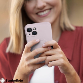 iPhone Silicone Mag Cover MagSafe in pink in der Hand Zubehör online kaufen bestellen