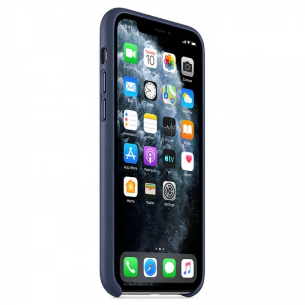 iPhone 11 Pro Lederhülle Case Mitternachtsblau Apple Original MWYG2ZM/A vorne online kaufen bestellen