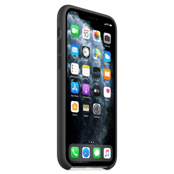 iPhone 11 Pro Silikonhülle Schwarz Apple Original MWYN2ZM/A vorne online kaufen bestellen