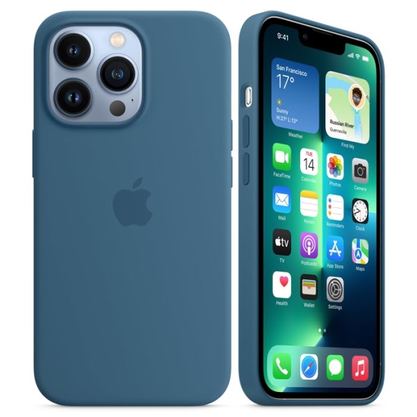 iPhone 13 Pro MagSafe Silikon Case Blue Jay eisblau Apple Original MM2G3ZM/A Zubehör online kaufen bestellen