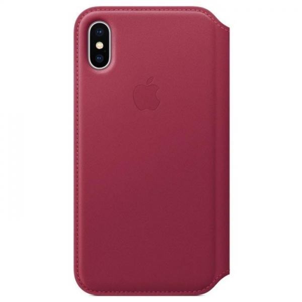 iPhone X XS Ledertasche Folio Beerenrot Apple Original MQRX2ZM/A hinten online kaufen bestellen