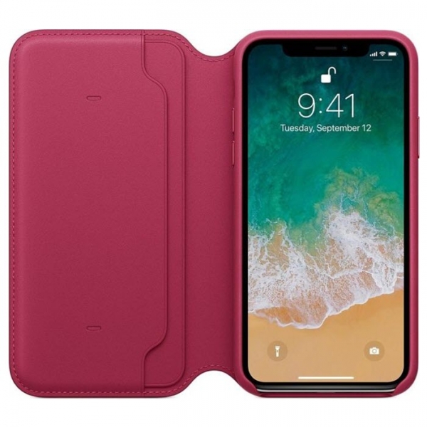 iPhone X XS Ledertasche Folio Beerenrot Apple Original MQRX2ZM/A innen online kaufen bestellen