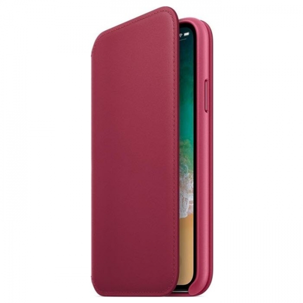 iPhone X XS Ledertasche Folio Beerenrot Apple Original MQRX2ZM/A vorne online kaufen bestellen