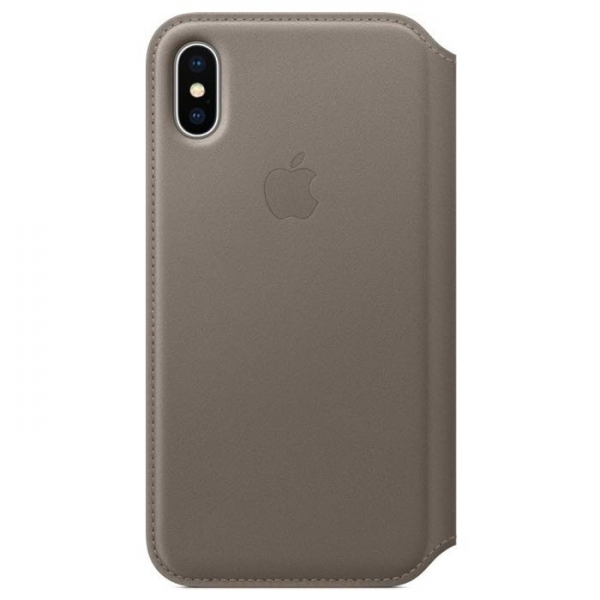 iPhone XS Ledertasche Folio Taupe Apple Original MQRY2ZM/A hinten online kaufen bestellen