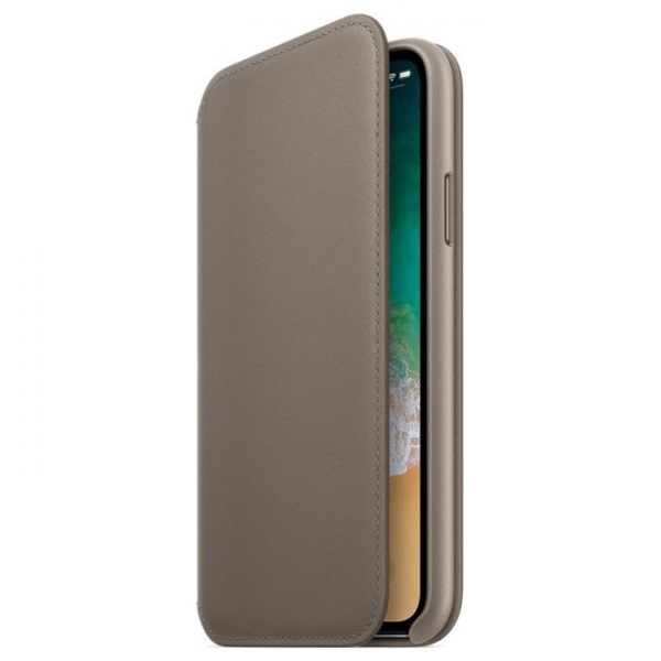 iPhone X XS Ledertasche Folio Taupe Apple Original MQRY2ZM/A hinten online kaufen bestellen