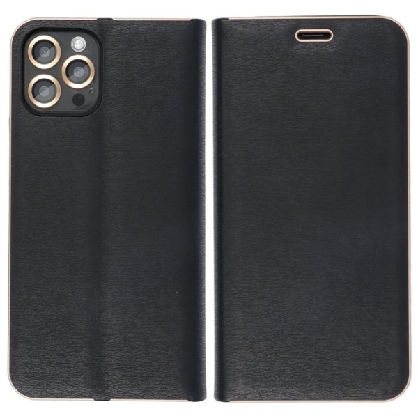 iPhone 11 pro LUNA Book Case in schwarz mit goldenem Rahmen hinten online kaufen bestellen