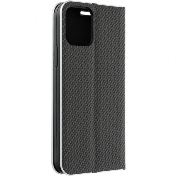 iPhone 15 Pro Max LUNA Book in Carbon schwarz mit silbernem Rahmen hinten online kaufen bestellen