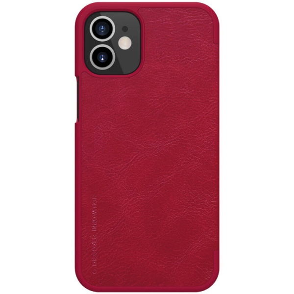 iPhone 12 mini Leder Buchtasche Nillkin Qin rot hinten Zubehör online kaufen bestellen