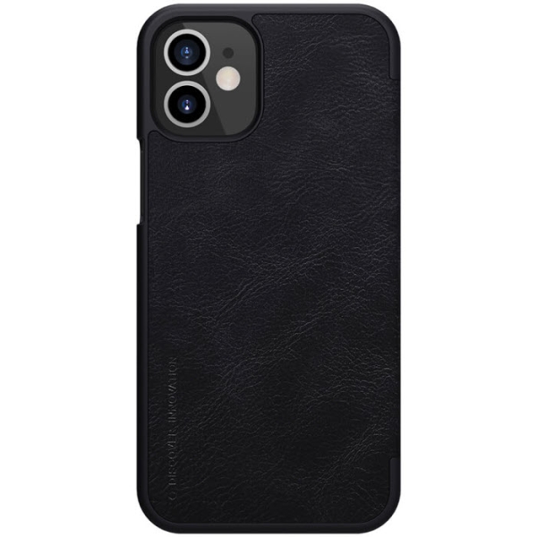 iPhone 13 mini Leder Buchtasche Nillkin Qin schwarz hinten Zubehör online kaufen bestellen