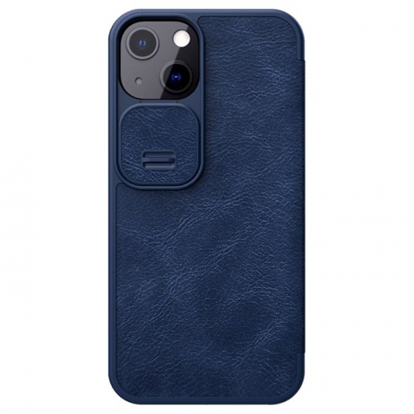 iPhone 13 Pro Max Leder Buchtasche Nillkin Qin blau hinten Zubehör online kaufen bestellen