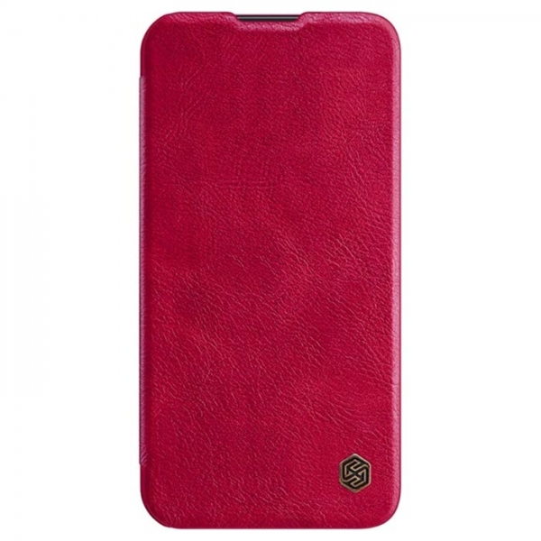 iPhone 13 mini Leder Buchtasche Nillkin Qin rot vorne Zubehör online kaufen bestellen