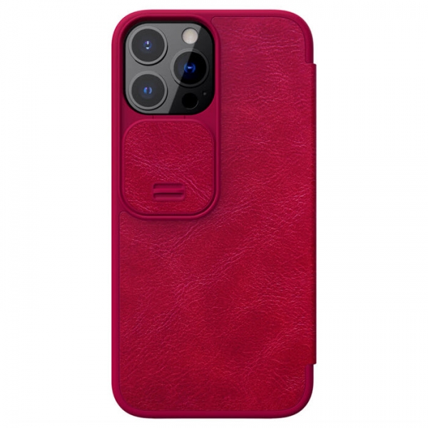 iPhone 13 Pro Max Leder Buchtasche Nillkin Qin rot hinten Zubehör online kaufen bestellen