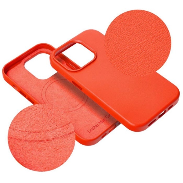 iPhone 15 Pro Max Leather MagSafe Case in rot Textur Zubehör online kaufen bestellen