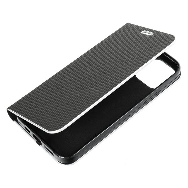 iPhone 15 Pro Max LUNA Book in Carbon schwarz mit silbernem Rahmen Stand online kaufen bestellen