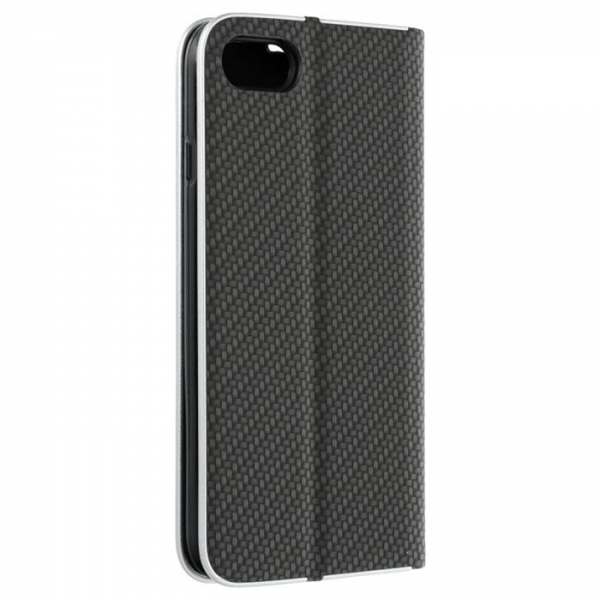 iPhone 7 8 SE 2020 2022 LUNA Book in Carbon schwarz mit silbernem Rahmen hinten online kaufen bestellen
