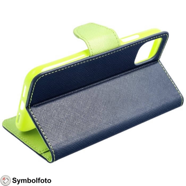 iPhone 14 Pro FANCY Book Case in navy blau aufgestellt Zubehör online kaufen bestellen