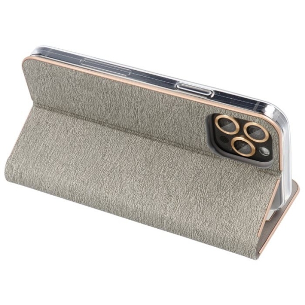 iPhone 12 Pro Max LUNA Book Case grau aufgestellt Zubehör online kaufen bestellen