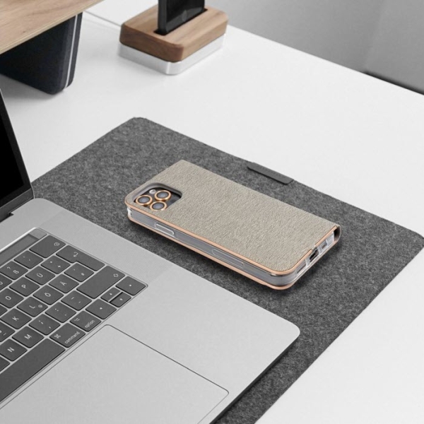 iPhone 12 Pro Max LUNA Book Case grau liegend hinten Zubehör online bestellen