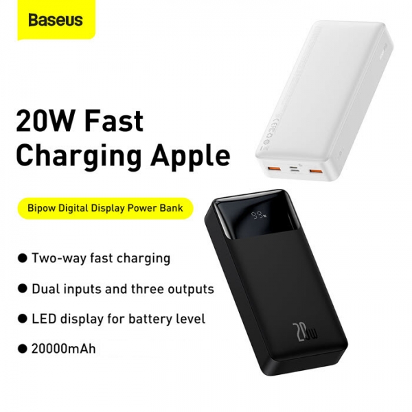 iPhone Powerbank 20W PD Power Delivery 20000mAh Baseus Bipow Zubehör online kaufen bestellen