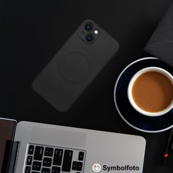 iPhone Silicone Mag Cover MagSafe in schwarz Details am Tisch Zubehör online kaufen bestellen