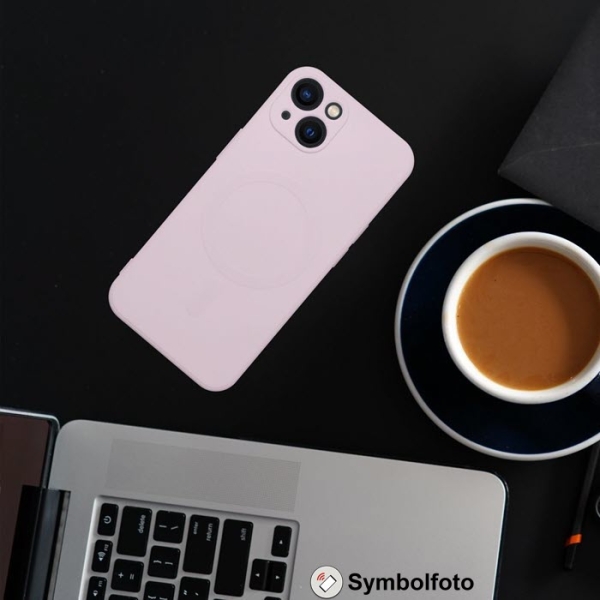 iPhone Silicone Mag Cover MagSafe in pink Details am Tisch Zubehör online kaufen bestellen