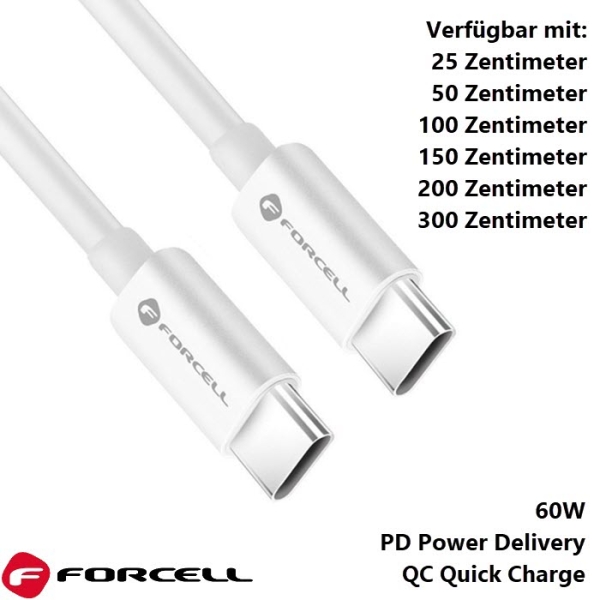 iPhone Ladekabel USB-C mit 60W FORCELL F-ENERGY C338 weiß online kaufen