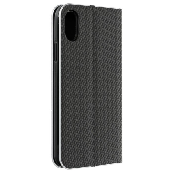 iPhone XR X XS Max LUNA Book in Carbon schwarz mit silbernem Rahmen hinten online kaufen bestellen